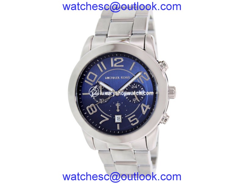 Michael Kors MK8329 Mercer Blue Silver Chronograph Stainless Steel Mens Watch Michael Kors