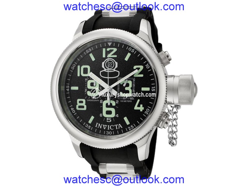 Invicta 7237 Russian Diver Black Dial Rubber Chronograph Men's Watch Invicta