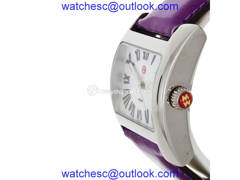 Michele MWW07B000033 MOP Dial Watch Purple Leather Strap Quartz Watch Michele