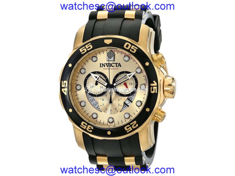 Invicta 17566 Pro Diver Gold Dial Polyurethane Chronograph Men's Watch Invicta