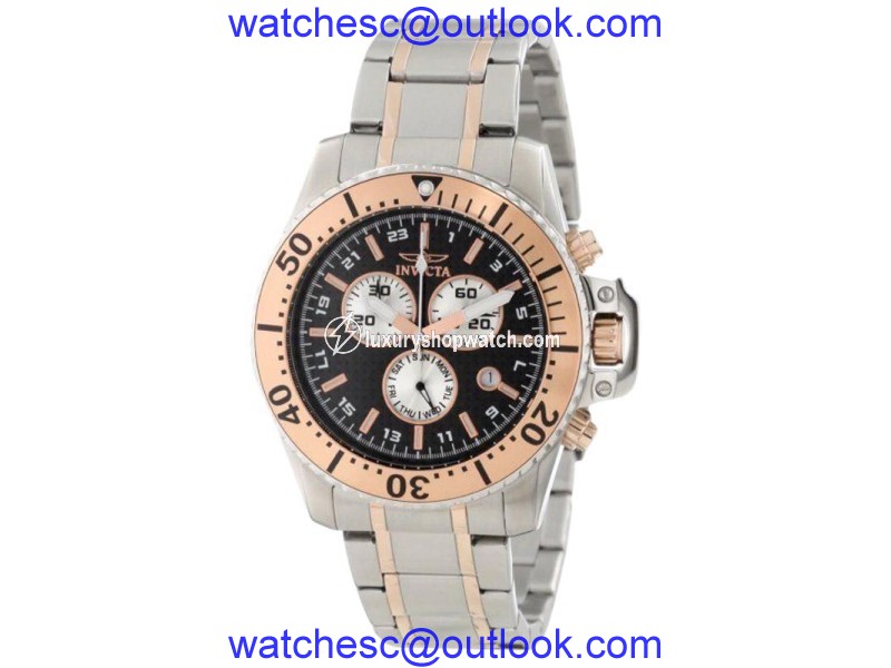Invicta 11286 Pro-Diver Chronograph Black Carbon Fiber Dial Two Tone Watch Invicta