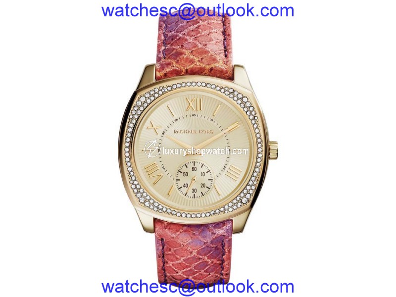 Michael Kors MK2387 Bryn Gold Dial Leather Strap Women's Watch Michael Kors