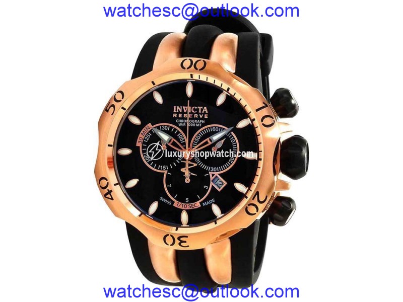 Invicta 10830 Reserve Venom Rose Gold Black Rubber Strap Chronograph Watch Invicta