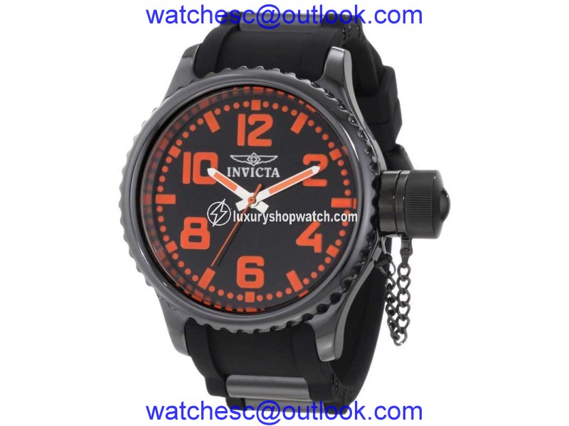 Invicta 1937 Russian Diver Black Dial Black Polyurethane Quartz Watch Invicta