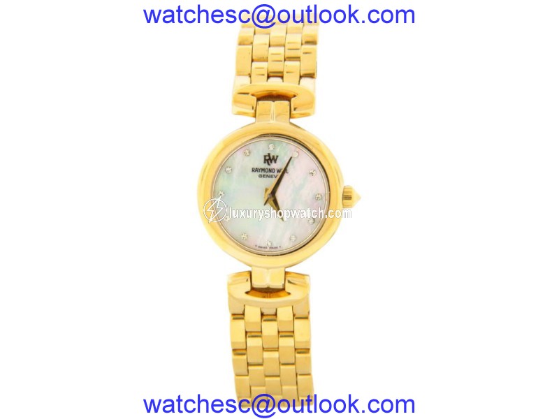 Raymond Weil Diamond Accented MOP Dial Gold-tone Steel Bracelet Watch Raymond Weil