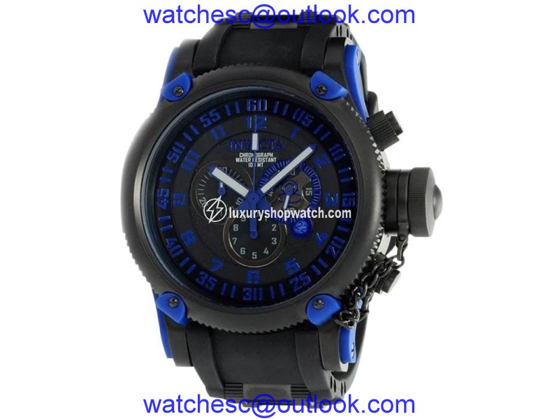 Invicta 0518 Black Dial Chrono Russian Diver Mens Watch Invicta