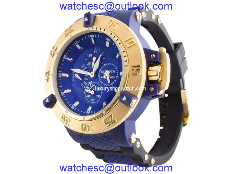 Invicta 17122 Subaqua Chronograph Blue Dial Black Polyurethane Men's Watch Invicta