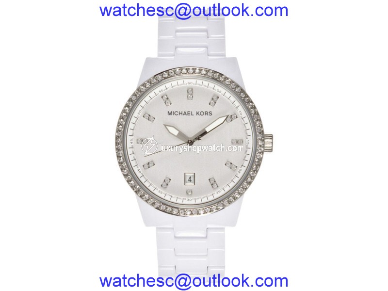 Michael Kors MK5204 Silver Dial White Acrylic Bracelet Women's Watch Michael Kors