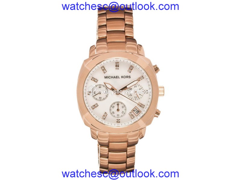 Michael Kors MK5336 Rose Gold Stainless Steel MOP Dial Crystal Chronograph Watch Michael Kors