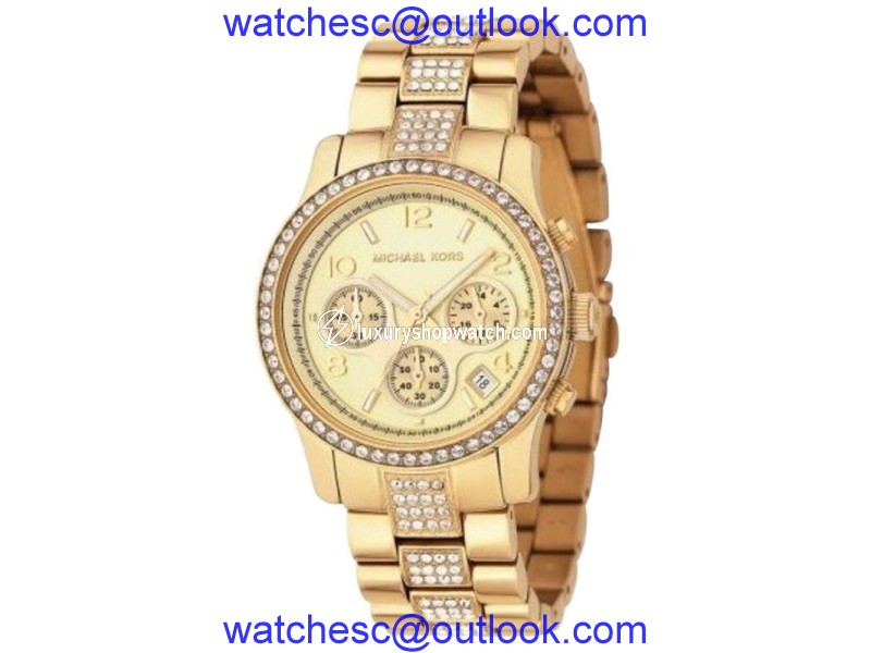 Michael Kors MK5109 Chronograph Gold-Tone Crystal Stainless Steel Womens Watch Michael Kors