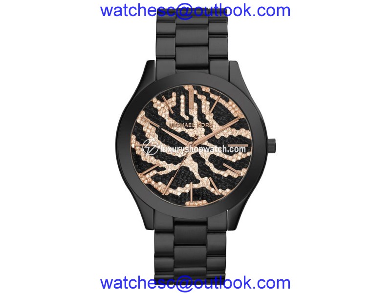 Michael Kors Slim Runway MK3316 Zebra-Pattern Crystal Pave Dial Womens Watch Michael Kors