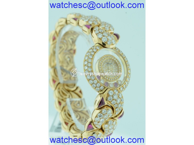 Chopard Happy Diamond and Rubies 18K Yellow Gold Womens Watch Chopard