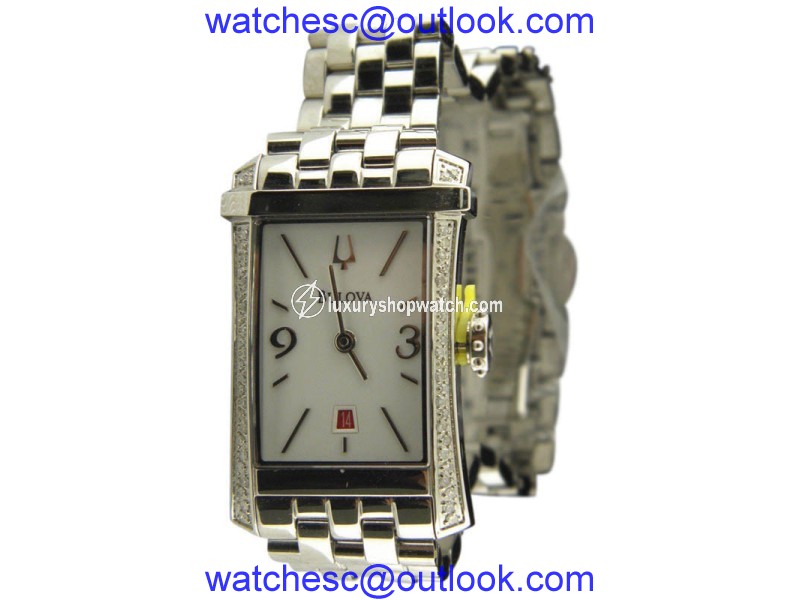 Bulova 96R187 Stainless Steel & Diamonds Bezel 20.3mm Womens Watch Bulova