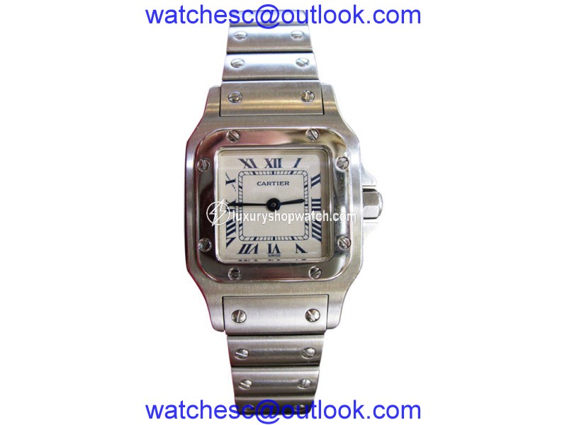Cartier Santos Stainless Steel Quartz Roman Numeral Dial Womens Watch Cartier