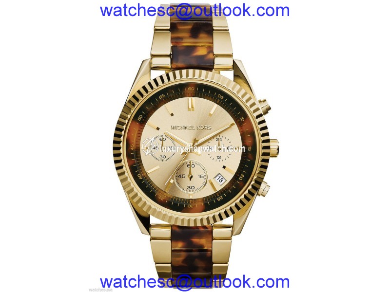 Michael Kors MK5963 Clarkson Chronograph Champagne Tortoise Shell Womens Watch Michael Kors But at TrueFacet