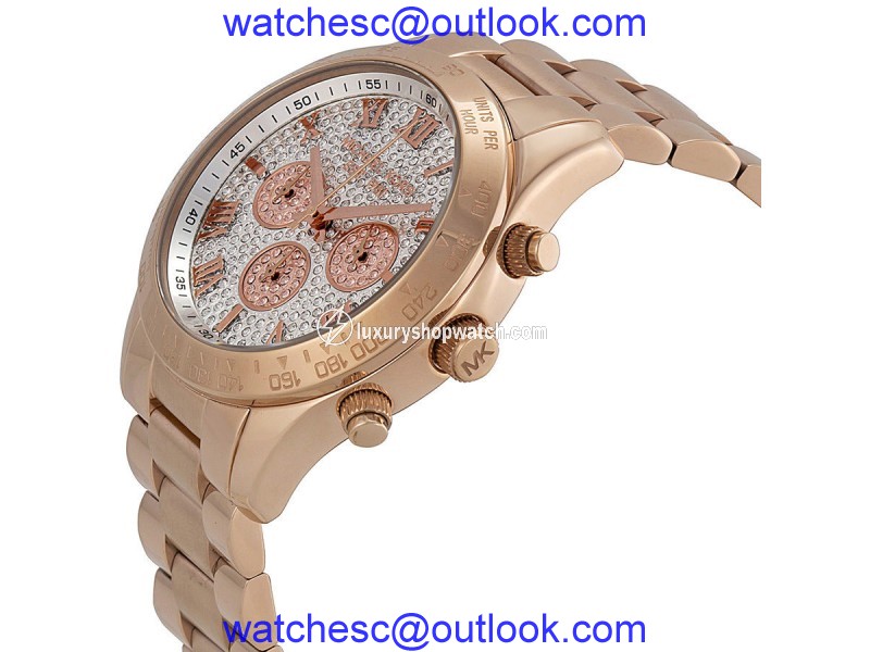 Michael Kors MK5946 Layton Silver Dial Rose Gold-Tone Bracelet Womens Watch Michael Kors