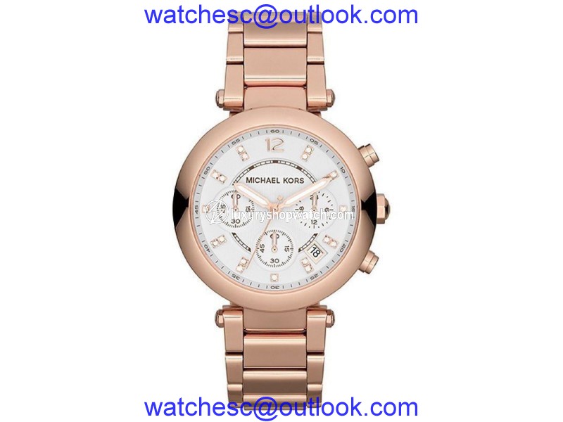 Michael Kors MK5806 Rose Gold-Tone White Dial Crystal Chronograph Womens Watch Michael Kors
