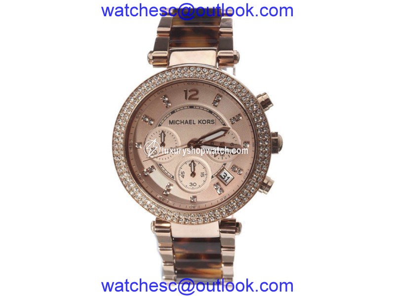 Michael Kors MK5538 Chronograph Parker Rose Gold-tone Tortoise Acrylic 40mm Womens Watch Michael Kors