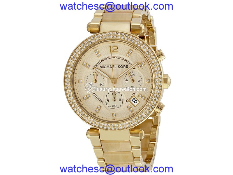 Michael Kors MK5632 Parker Champagne Dial Gold Tone Chronograph 39mm Womens Watch Michael Kors