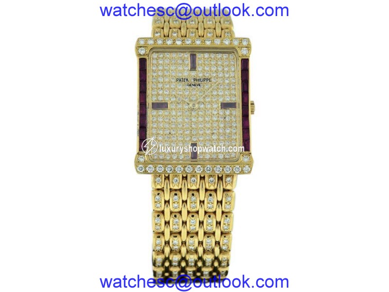 Patek Philippe 18k Yellow Gold Diamond and Ruby Vintage 24mm x 30mm Watch Patek Philippe