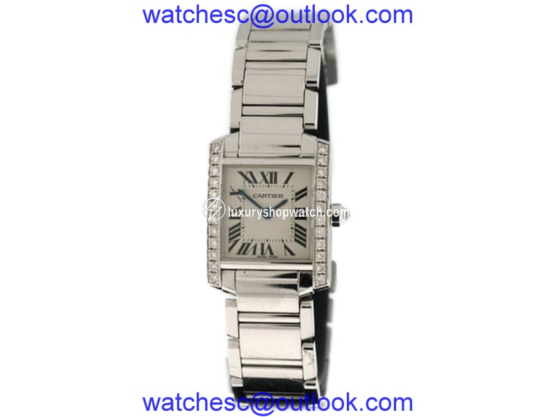 Cartier Tank Francaise 18k White Gold Diamond 20mm x 25mm Watch Cartier