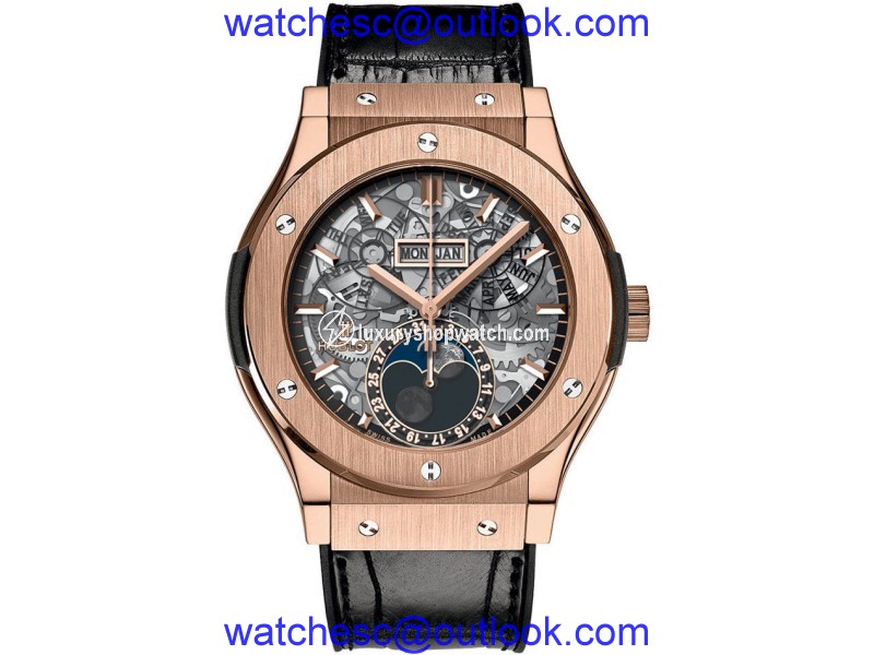 Hublot Classic Fusion Aerofusion Moonphase 517.ox.0180.lr 18K Rose Gold 45mm Mens Watch Hublot