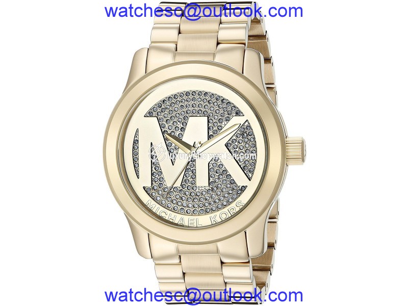 Michael Kors MK5706 Runway Logo Dial Gold Stainless Steel 45mm Womens Watch Michael Kors