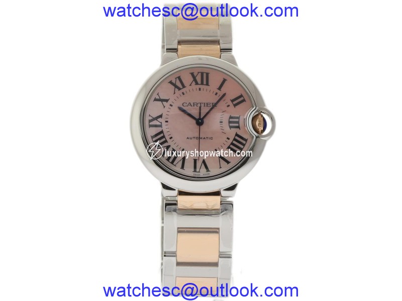 Cartier Ballon Bleu W6920033 Stainless Steel & 18K Pink Gold Rose Mother of Pearl Dial Automatic 36mm Womens Watch Cartier