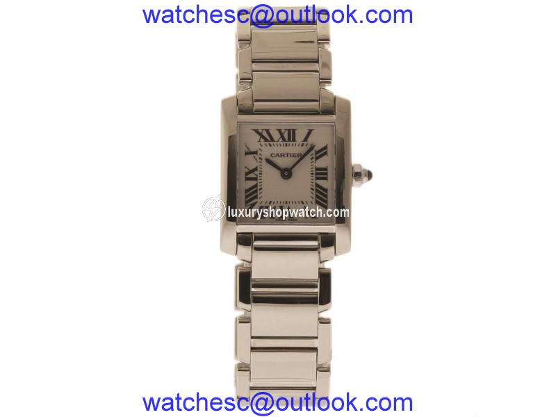 Cartier Tank Francaise W50012S3 18K White Gold Quartz 20mm Womens Watch Cartier