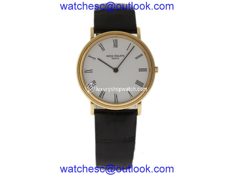 Patek Philippe Calatrava 3744J Yellow Gold Black Leather 33mm Unisex Watch Patek Philippe