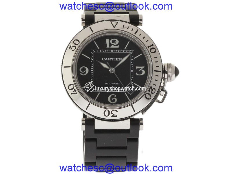 Cartier Pasha Seatimer W31077U2 Stainless Steel & Rubber Black Dial Automatic 40mm Unisex Watch Cartier