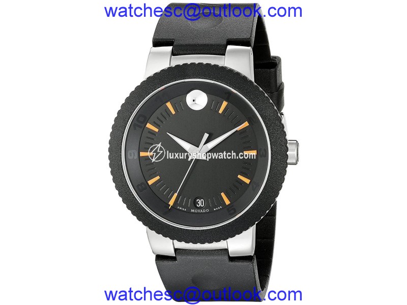 Movado 0606926 Sport Edge Black Dial Black Rubber Strap 42.50mm Mens Watch Movado
