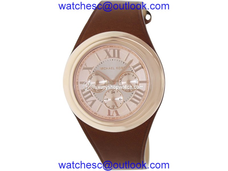 Michael Kors MK2313 Rose Gold Stainless Steel & Leather Rose Gold Dial 44mm Men's Watch Michael Kors