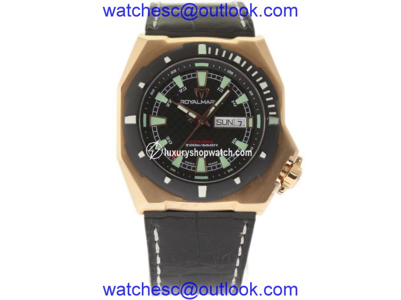 TechnoMarine Royal Marine RIPG02-01 Rose Gold & Leather Automatic 47mm Mens Watch TechnoMarine