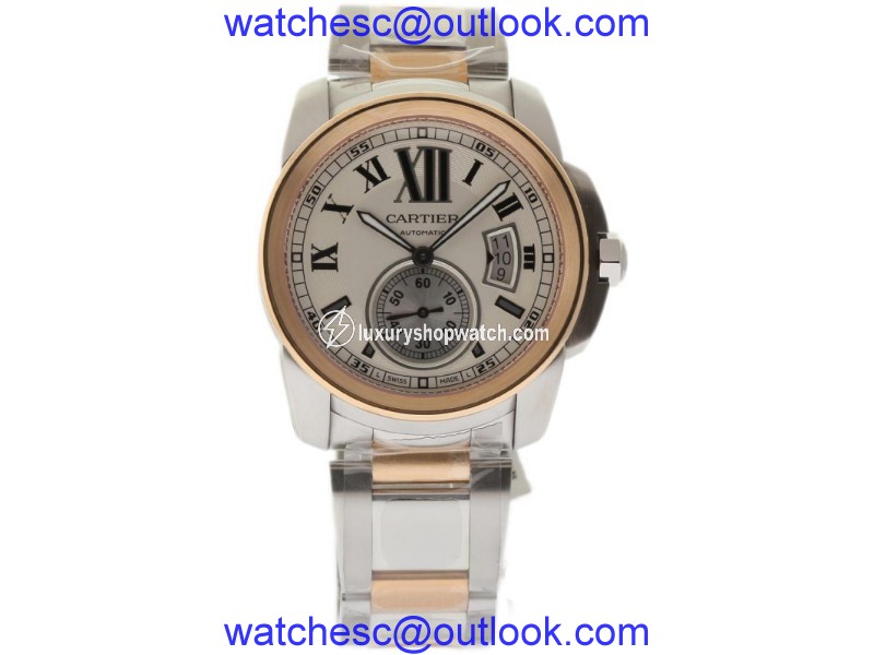 Cartier Calibre W7100036 Stainless Steel / 18K Rose Gold 42mm Mens Watch Cartier