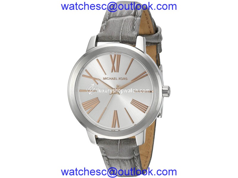 Michael Kors Hartman MK2479 Silver Dial Grey Leather Strap 38mm Womens Watch Michael Kors