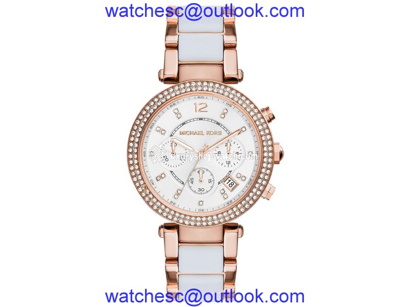 Michael Kors Mini Parker MK6261 Rose Gold White Dial Chronograph 33mm Womens Watch Michael Kors