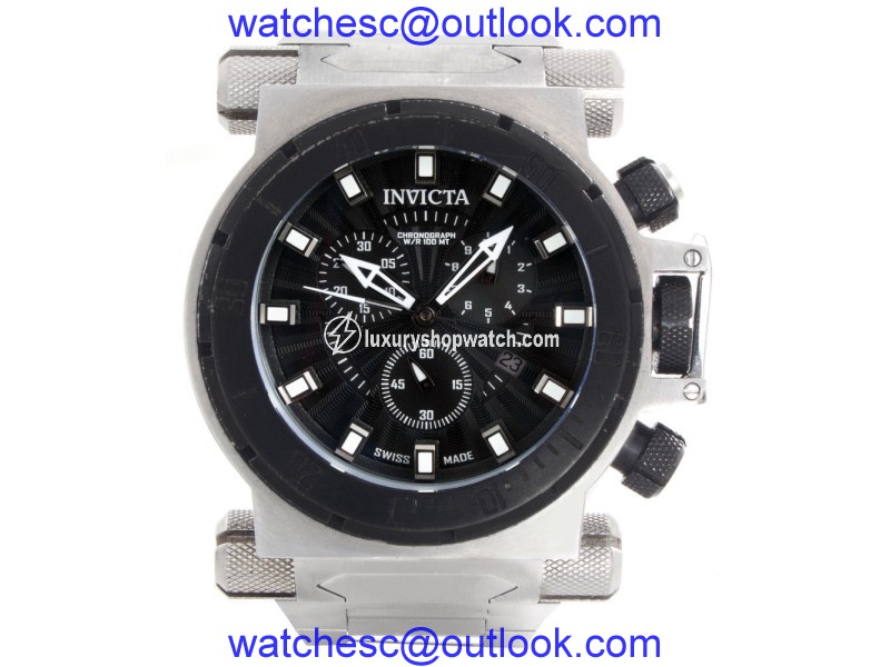 Invicta Coalition Forces 10028 Black Dial Stainless Steel Bracelet 50mm Mens Watch Invicta
