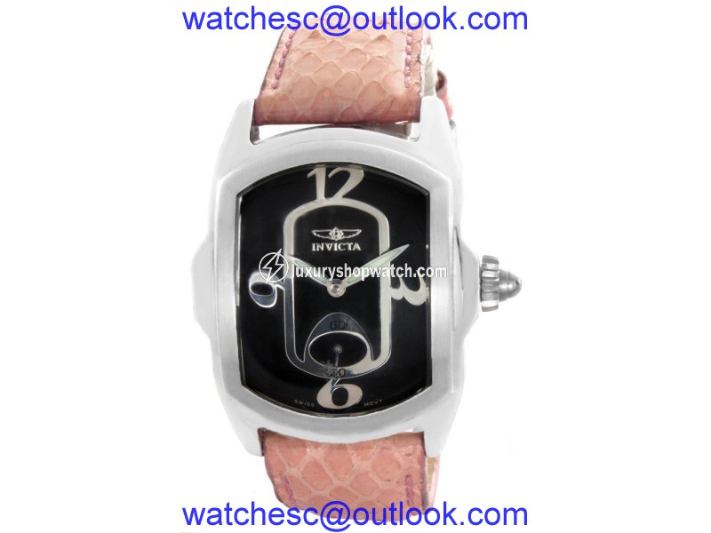 Invicta Lupah 2322 Black Dial Pink Snakeskin Leather Band 33mm Womens Watch Invicta