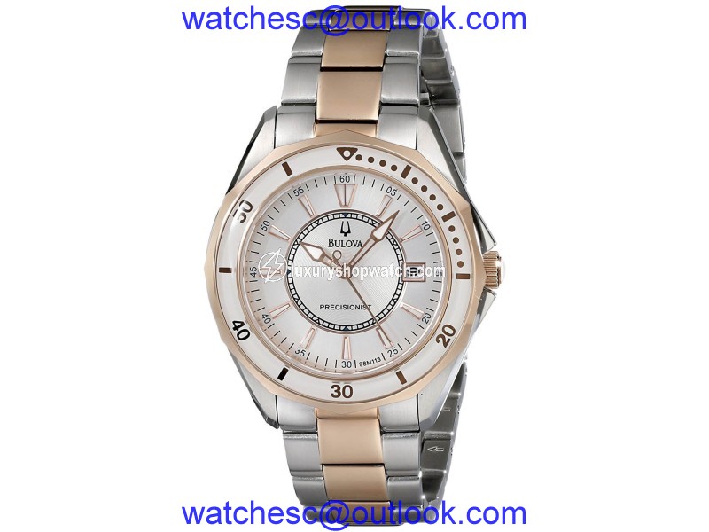 Bulova 98M113 Precisionist Two Tone Gold Tone & Stainless Steel Silver Dial 36mm Womens Watch Bulova
