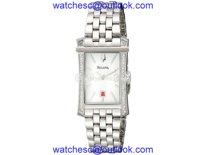 Bulova 96R187 Winslow Stainless Steel White Diamond Dial 21mm Womens Watch Bulova