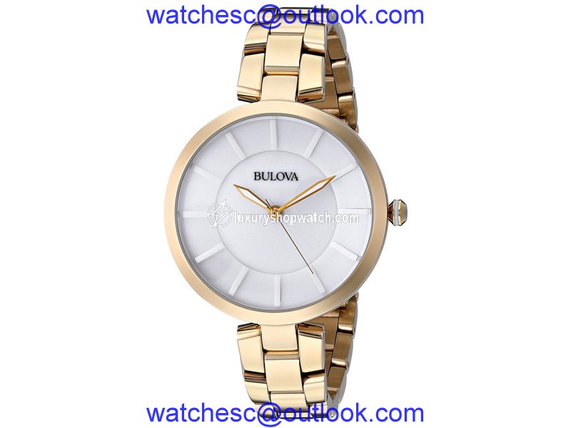 Bulova 97L142 Gold Tone & Stainless Steel White Dial 38mm Womens Watch Bulova