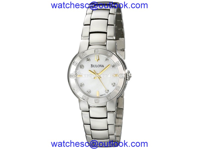 Bulova 96R173 Stainless Steel Diamond Mother of Pearl Dial 28mm Womens Watch Bulova