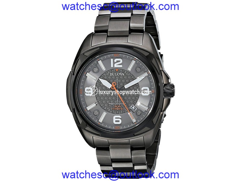 Bulova 98B225 Precisionist Black IP Stainless Steel Grey Dial 48mm Mens Watch Bulova
