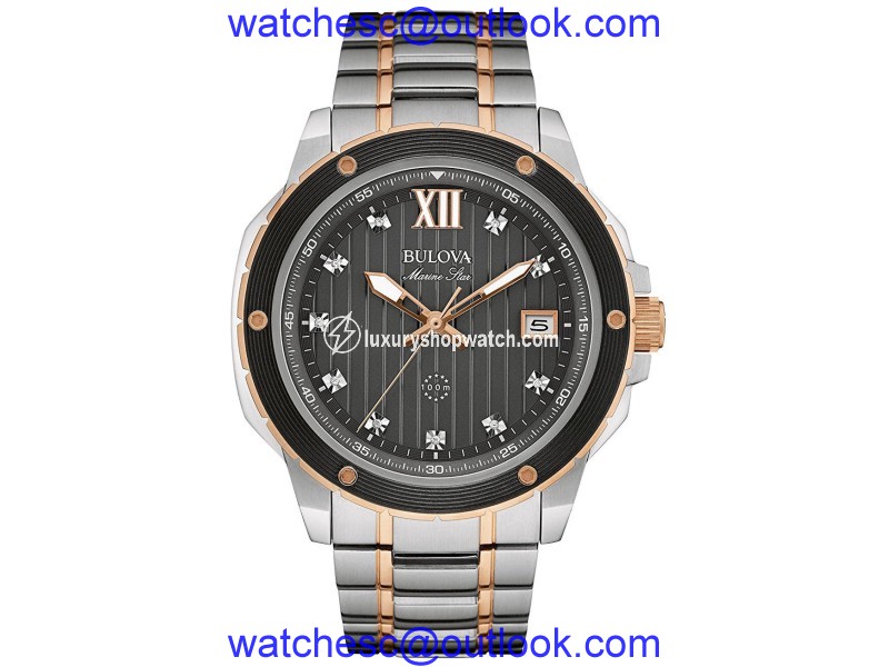 Bulova 98D127 Two Tone Stainless Steel Quartz 47mm Mens Watch Bulova