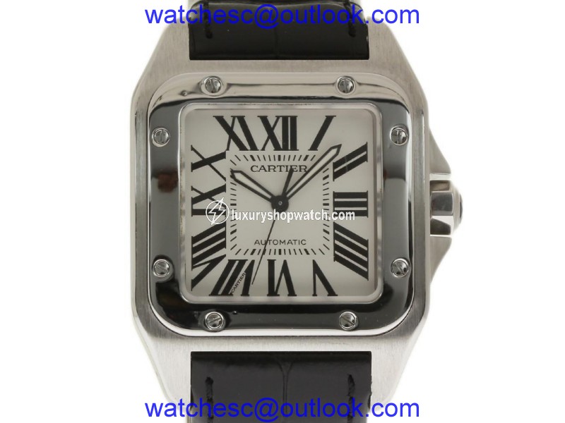 Cartier Santos 100 W20073X8 Stainless Steel Leather Automatic 41mm Unisex Watch Cartier