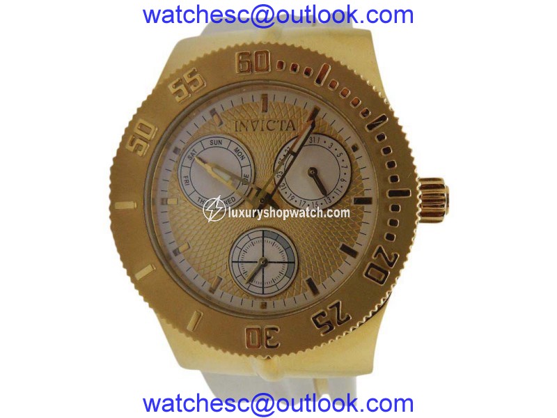 Invicta Wildflower 5924 Stainless Steel & Gold Plated White/Yellow Dial Quartz 37mm Womens Watch Invicta