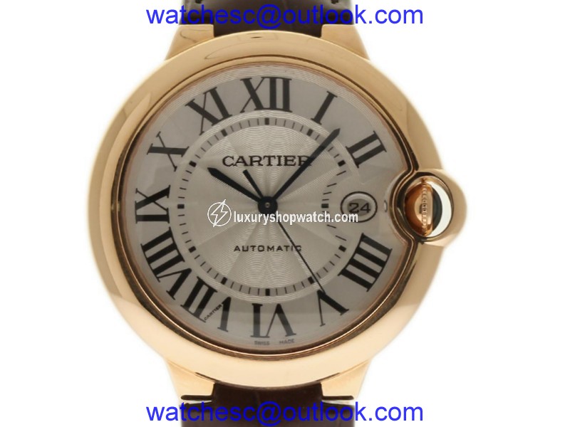 Cartier Ballon Bleu W6900651 42mm Rose Gold Leather Men's Watch Cartier