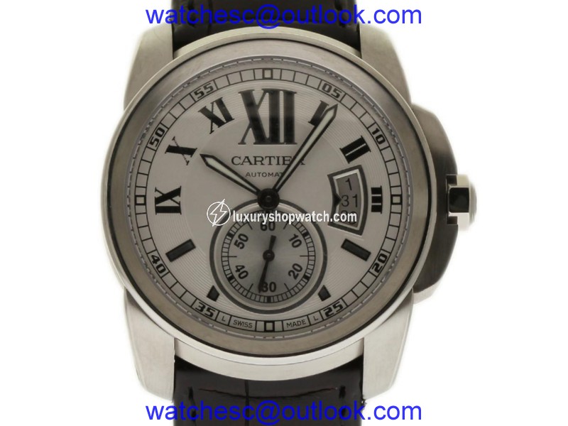 Cartier Calibre W7100037 42mm Stainless Steel Leather Men's Watch Cartier