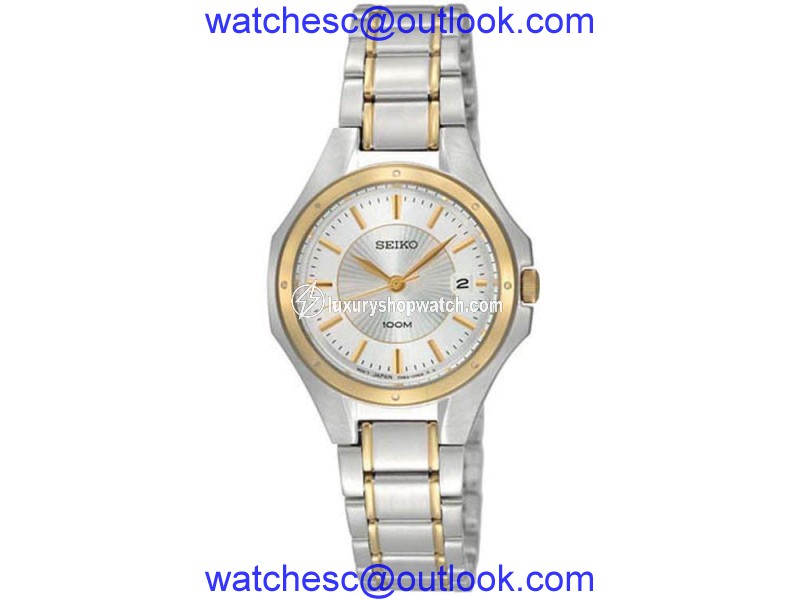 Seiko SXDE14 Two-Tone Stainless Steel Quartz 27mm Womens Watch Seiko